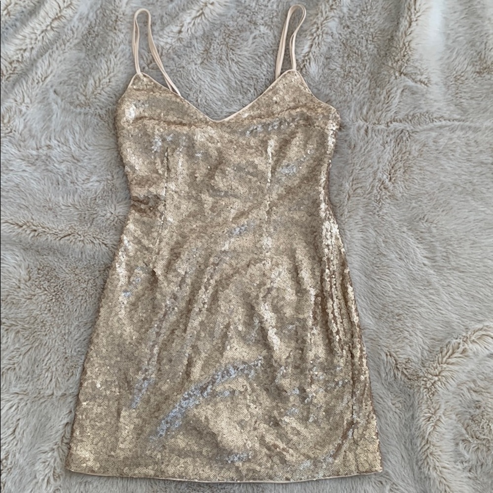 Abercrombie Gold Sequin Mini Dress NWT